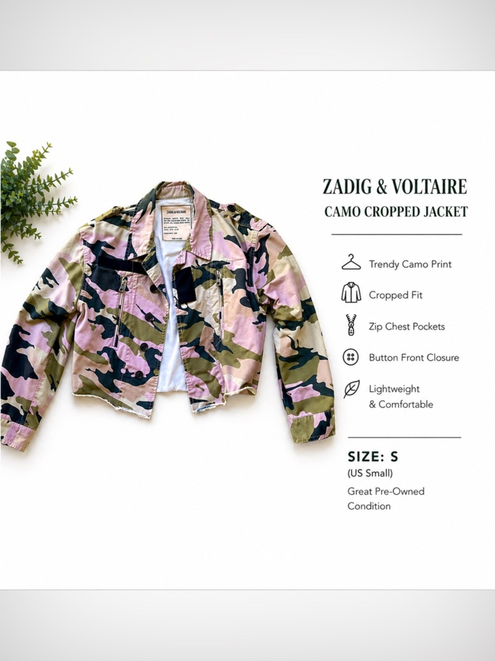 Zadig & Voltaire Camouflage Cropped Jacket